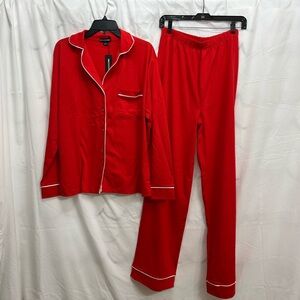 PrettyLittleThing Red Pajama Top with White Piping